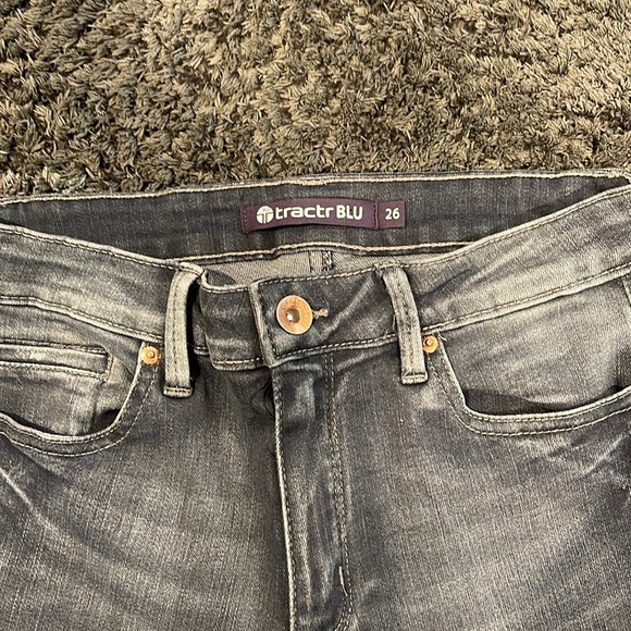Tractr BLU Charcoal Grey/Blue Raw Hem Skinny jeans - Picture 2 of 7